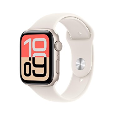 Apple Watch SE 3 GPS 44mm Yıldız Işığı Alüminyum Kasa ve Yıldız Işığı Spor Kordon - S/M