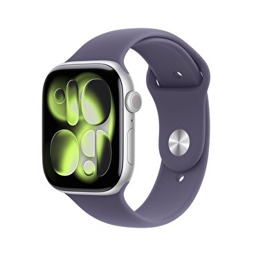 Apple Watch Series 11 GPS 46mm Gümüş Rengi Alüminyum Sis Moru Spor Kordon - S/M