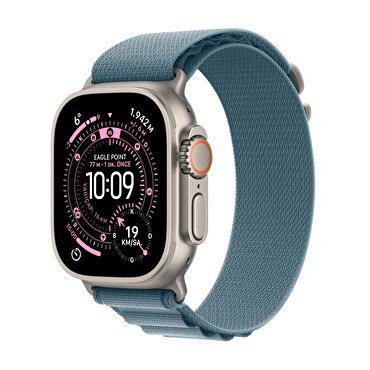 Apple Watch Ultra 3 GPS + Cellular 49mm Natürel Titanyum Kasa ve Açık Mavi Alpine Loop - Büyük Boy