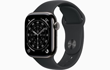 Apple Watch Series 11 GPS + Cellular 42mm Arduvaz Titanyum Kasa ve Siyah Spor Kordon - S/M