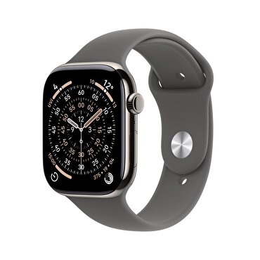 Apple Watch Series 11 GPS + Cellular 46mm Natürel Titanyum Kasa ve Taş Grisi Spor Kordon - S/M