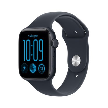 Apple Watch SE 3 GPS + Cellular 44mm Gece Yarısı Alüminyum Kasa ve Lacivert Spor Kordon - S/M