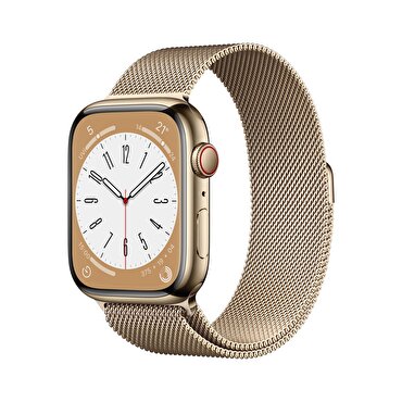 Apple Watch Series 8 GPS + Cellular 45mm Altın Rengi Paslanmaz Çelik Kasa Altın Milano KordonMNKQ3TU/A MNKQ3TU/A