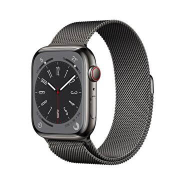 Apple Watch Series 8 GPS + Cellular 45mm Grafit Paslanmaz Çelik Kasa Grafit Milano Kordon MNKX3TU/A MNKX3TU/A