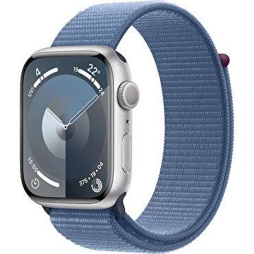 Apple Watch Series 9 GPS 45mm Gümüş Rengi Alüminyum Kasa ve Buz Mavisi Spor Loop 