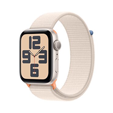 Apple Watch SE GPS 44mm Yıldız Işığı Alüminyum Kasa ve Yıldız Işığı Spor Loop 