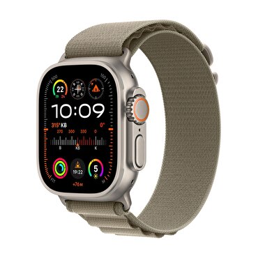 Apple Watch Ultra 2 GPS + Cellular, 49mm Titanyum Kasa ve Klasik Zeytin Yeşili Alpine Loop - Orta Boy 