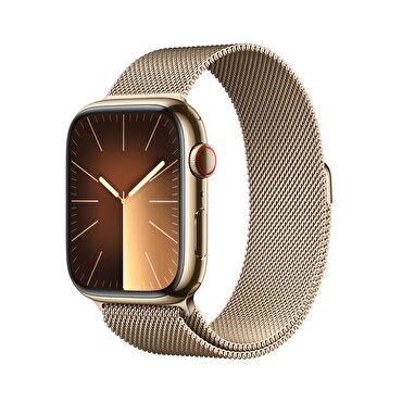 Apple Watch Series 9 GPS + Cellular 45mm Altın Rengi Paslanmaz Çelik Kasa ve Altın Rengi Milano Loop - MRMU3TU/A