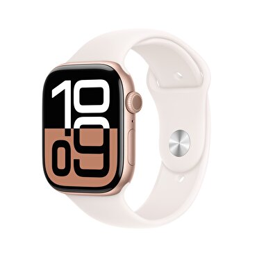 Apple Watch Series 10 GPS 42mm Roze Altın Rengi Alüminyum Kasa  Bulut Pembesi Spor Kordon - S/M 