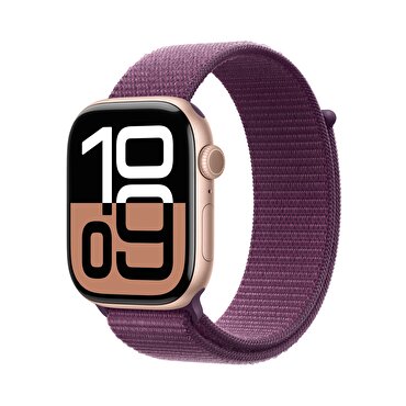 Apple Watch Series 10 GPS 42mm Roze Altın Rengi Alüminyum Kasa  Kırmızı Erik Spor Loop 