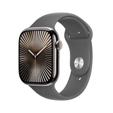 Apple Watch Series 10 GPS + Cellular 42mm Natürel Titanyum Kasa  Taş Grisi Spor Kordon - M/L 