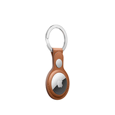 Apple AirTag Leather Key Ring - Saddle Brown