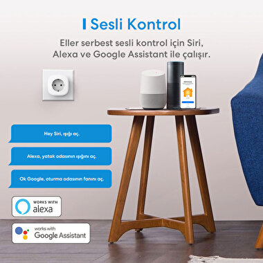 Meross Akıllı Priz 2 Tekli 0600358066644