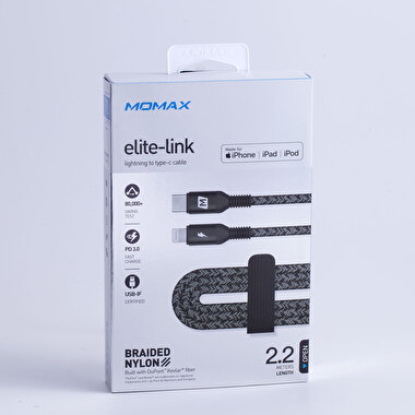 Momax Elite USB-C to Lightning Kablo (2.2m)-Siyah 4894222056978