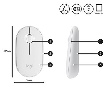 Logitech M350 Pepble Kablosuz Mouse - Beyaz 5099206085657