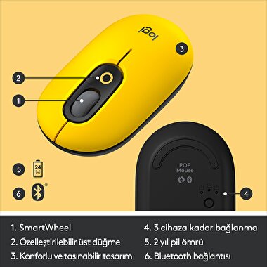 Logitech POP Kablosuz Mouse - Sarı 5099206101654