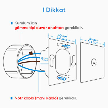 Meross Akıllı Anahtar Dokunmatik Tek Yön 680306682393