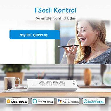 Meross Akıllı Çoklu Priz 4 Güç 4 USB 6973696564467