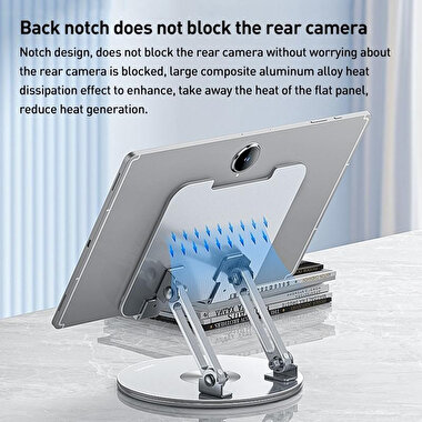 Yesido 360 Derece Ayarlanabilir Metal Tablet Standı - Gümüş 6942314400517
