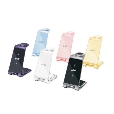 Piili 3 in 1 Aliminyum Şarj Standı - Pembe 6944629156257