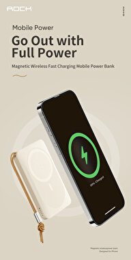 Rock 10000 mAh 20W MagSafe Powerbank - Beyaz 6974282126588