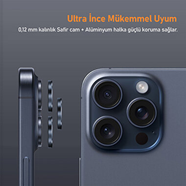 Buff iPhone 15 Pro Max / 15 Pro Titanyum Lens-Mavi 8683548219626