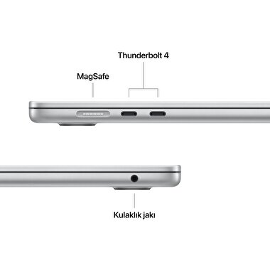 Apple MacBook Air 15' M4 Çip 10 Çekirdekli CPU 10 Çekirdekli GPU 24GB Bellek  512GB SSD Gümüş MC6J4TU/A