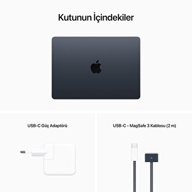 Apple MacBook Air 13' M2 Çip 8 Çekirdekli CPU 8 Çekirdekli GPU 16 GB Bellek 256GB SSD Gece Yarısı  MC7X4TU/A