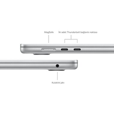 Apple MacBook Air 15' M3 Çip 8 Çekirdekli CPU 10 Çekirdekli GPU 16GB Bellek 256GB SSD Gümüş  MC9E4TU/A
