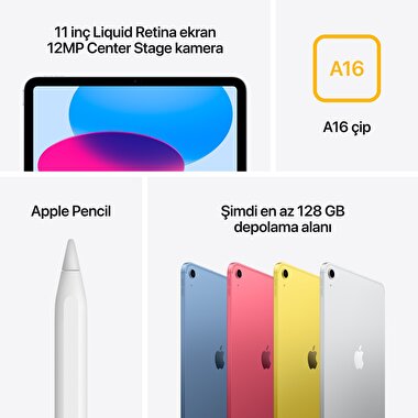 Apple iPad A16 Wi-Fi + Cellular 256GB - Sarı MD7M4TU/A