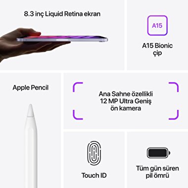 Apple iPad mini 8.3" Wi-Fi + Cellular 256GB - Yıldız Işığı  MK8H3TU/A