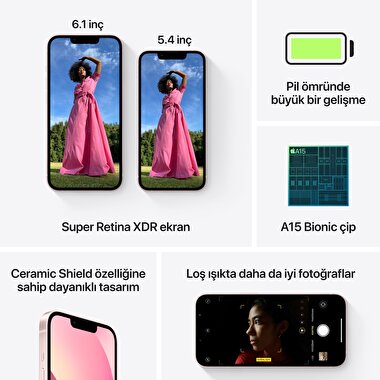 Apple iPhone 13 128GB Pembe  MLPH3TU/A