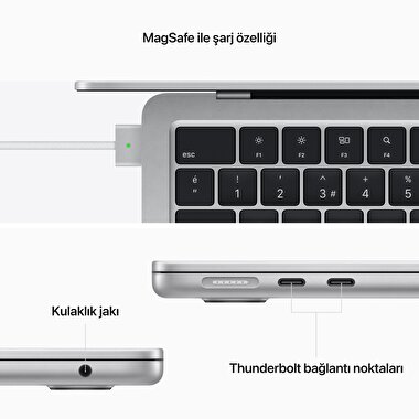 Apple MacBook Air 13' M2 Çip 8 Çekirdekli CPU 8 Çekirdekli GPU 8 GB Bellek 256GB SSD Gümüş  MLXY3TU/A