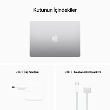 Apple MacBook Air 13' M2 Çip 8 Çekirdekli CPU 8 Çekirdekli GPU 8 GB Bellek 256GB SSD Gümüş  MLXY3TU/A
