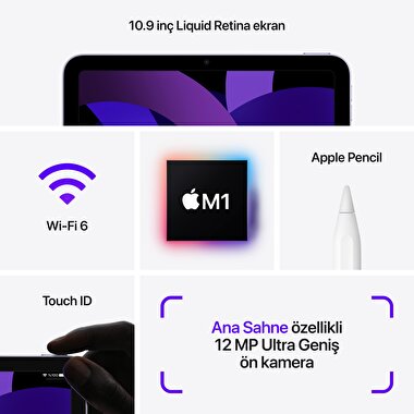 Apple iPad Air 10.9 inç Wi-Fi 64GB Mor MME23TU/A MME23TU/A