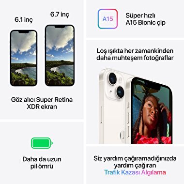 Apple iPhone 14 128GB Gece Yarısı  MPUF3TU/A