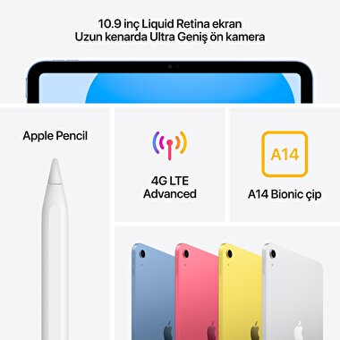 Apple 10.9 inç iPad Wi-Fi + Cellular 64GB - Pembe  MQ6M3TU/A