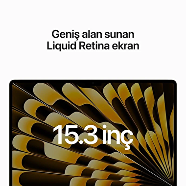 15 inç MacBook Air M2 çip 8 Çekirdekli CPU ve 10 çekirdekli GPU 256GB - Yıldız Işığı MQKU3TU/A