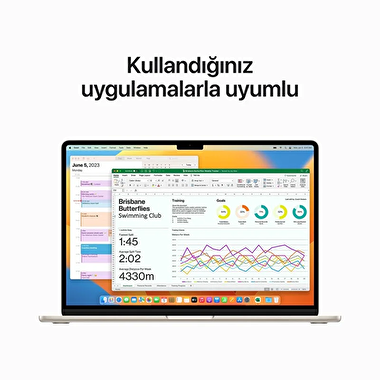 15 inç MacBook Air M2 çip 8 Çekirdekli CPU ve 10 çekirdekli GPU 256GB - Yıldız Işığı MQKU3TU/A