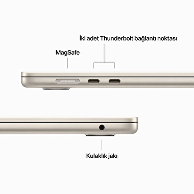 15 inç MacBook Air M2 çip 8 Çekirdekli CPU ve 10 çekirdekli GPU 256GB - Yıldız Işığı MQKU3TU/A