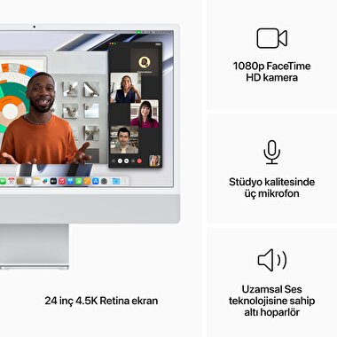 iMac 24 inc 4.5K M3 8CPU 8GPU 8GB 256GB Gümüş  MQR93TU/A
