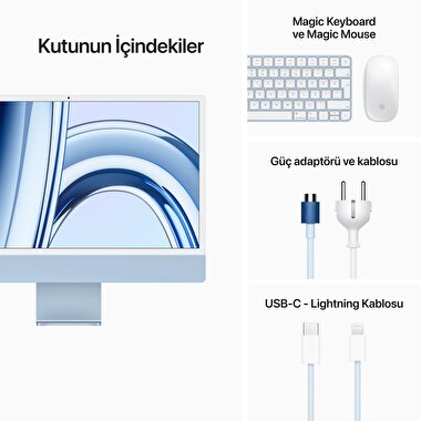iMac 24 inc 4.5K M3 8CPU 10GPU 8GB 256GB Mavi  MQRQ3TU/A