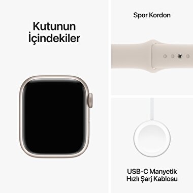 Apple Watch Series 9 GPS 41mm Yıldız Işığı Alüminyum Kasa ve Yıldız Işığı Spor Kordon - M/L  MR8U3TU/A