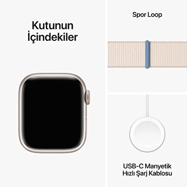 Apple Watch Series 9 GPS 41mm Yıldız Işığı Alüminyum Kasa ve Yıldız Işığı Spor Loop  MR8V3TU/A