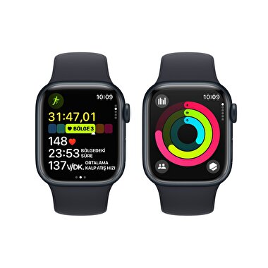 Apple Watch Series 9 GPS 41mm Gece Yarısı Alüminyum Kasa ve Gece Yarısı Spor Kordon - M/L  MR8X3TU/A