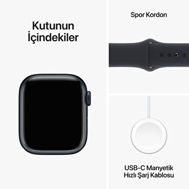 Apple Watch Series 9 GPS 41mm Gece Yarısı Alüminyum Kasa ve Gece Yarısı Spor Kordon - M/L  MR8X3TU/A