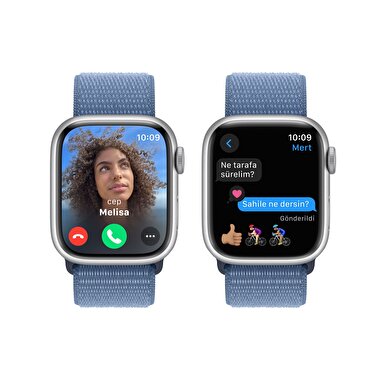 Apple Watch Series 9 GPS 41mm Gümüş Rengi Alüminyum Kasa ve Buz Mavisi Spor Loop  MR923TU/A