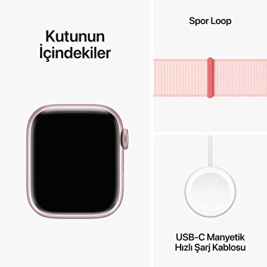 Apple Watch Series 9 GPS 41mm Pembe Alüminyum Kasa ve Uçuk Pembe Spor Loop  MR953TU/A