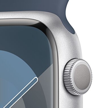 Apple Watch Series 9 GPS 45mm Gümüş Rengi Alüminyum Kasa ve Fırtına Mavisi Spor Kordon - S/M  MR9D3TU/A