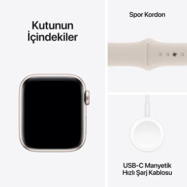 Apple Watch SE GPS 40mm Yıldız Işığı Alüminyum Kasa ve Yıldız Işığı Spor Kordon - S/M - MR9U3TU/A MR9U3TU/A